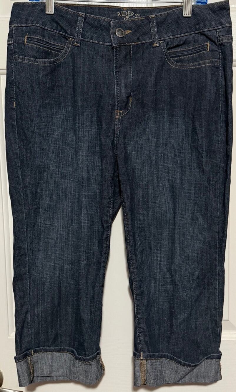 Riders by Lee Women's Blue Denim Cropped Capri Cuffed Jeans Size 14M
